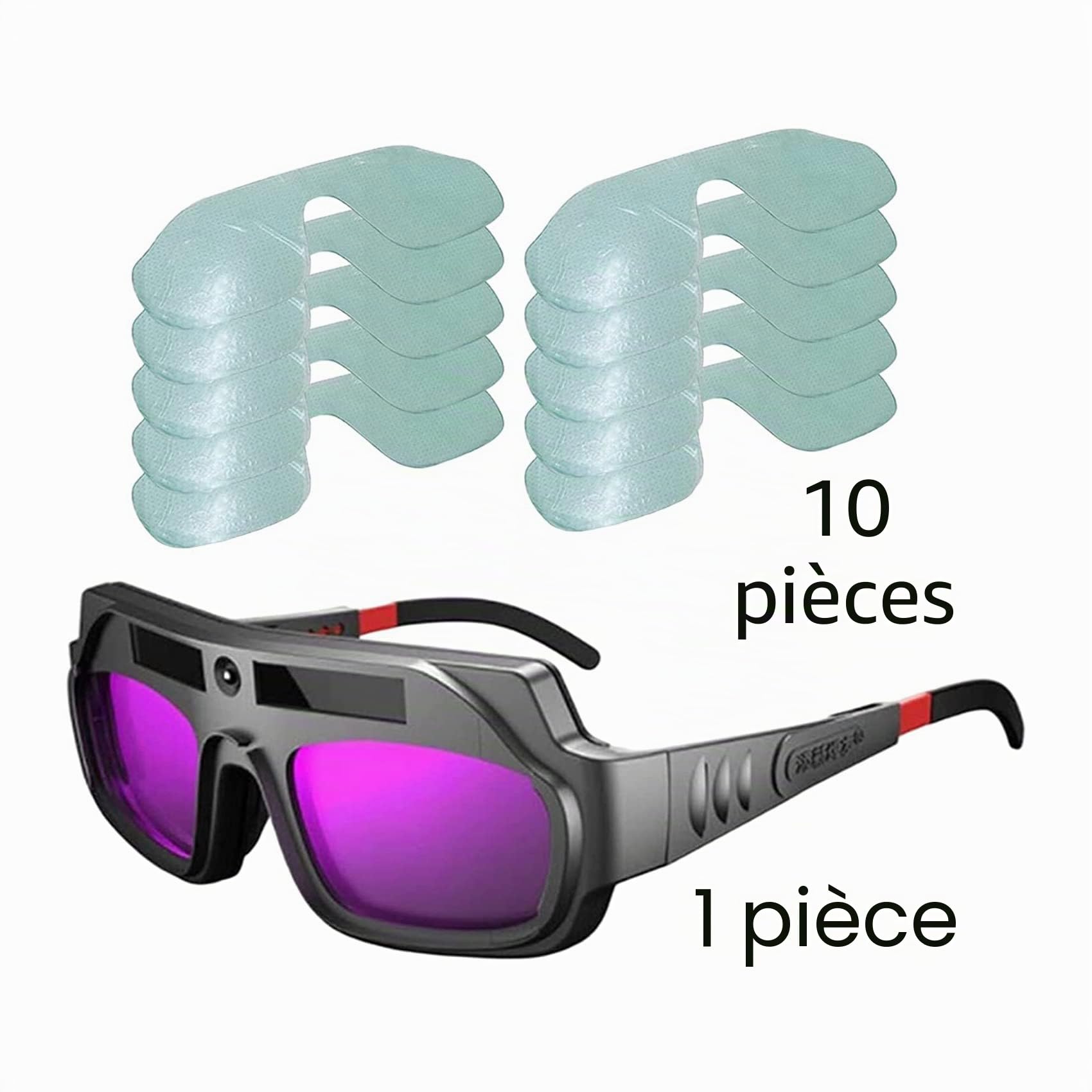 Lunettes de soudage -obscurcissantes anti-rayures pour découpe plasma avec 10 verres