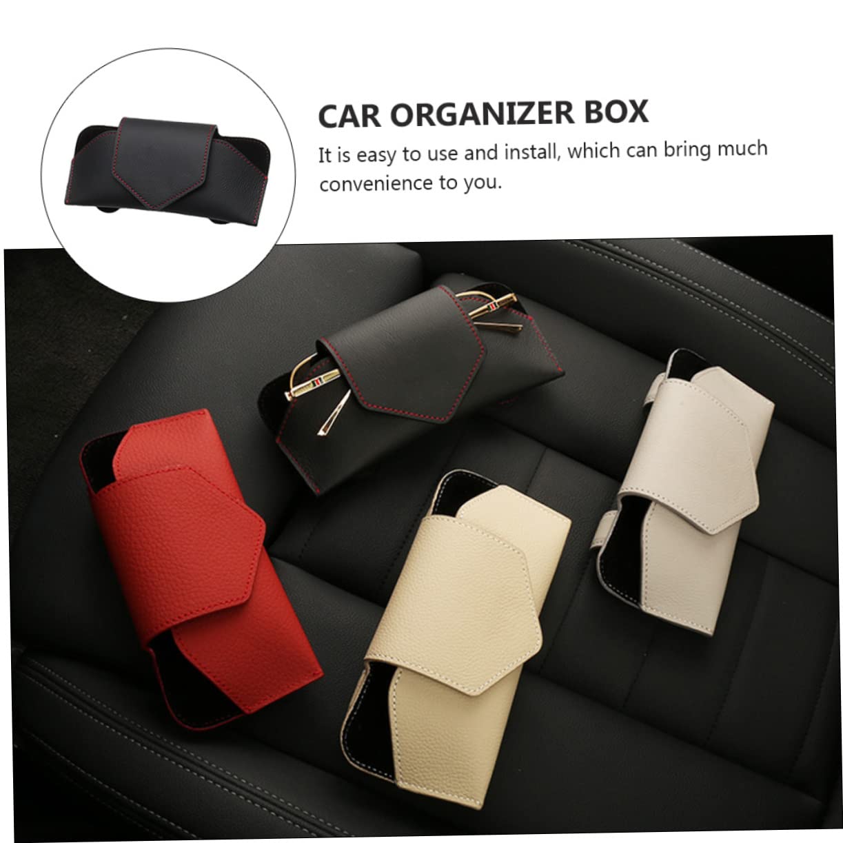 PartyKindom 2pièces Porte-lunettes De Voiture Cuir Pu Support De Lunettes Pour Pare-soleil Facile à Installer Compatible Plupart Des Modèles Et Types