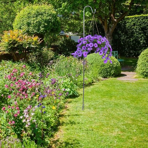 Gancho de pastor Beaupretty de hierro negro resistente para jardin y patio 6