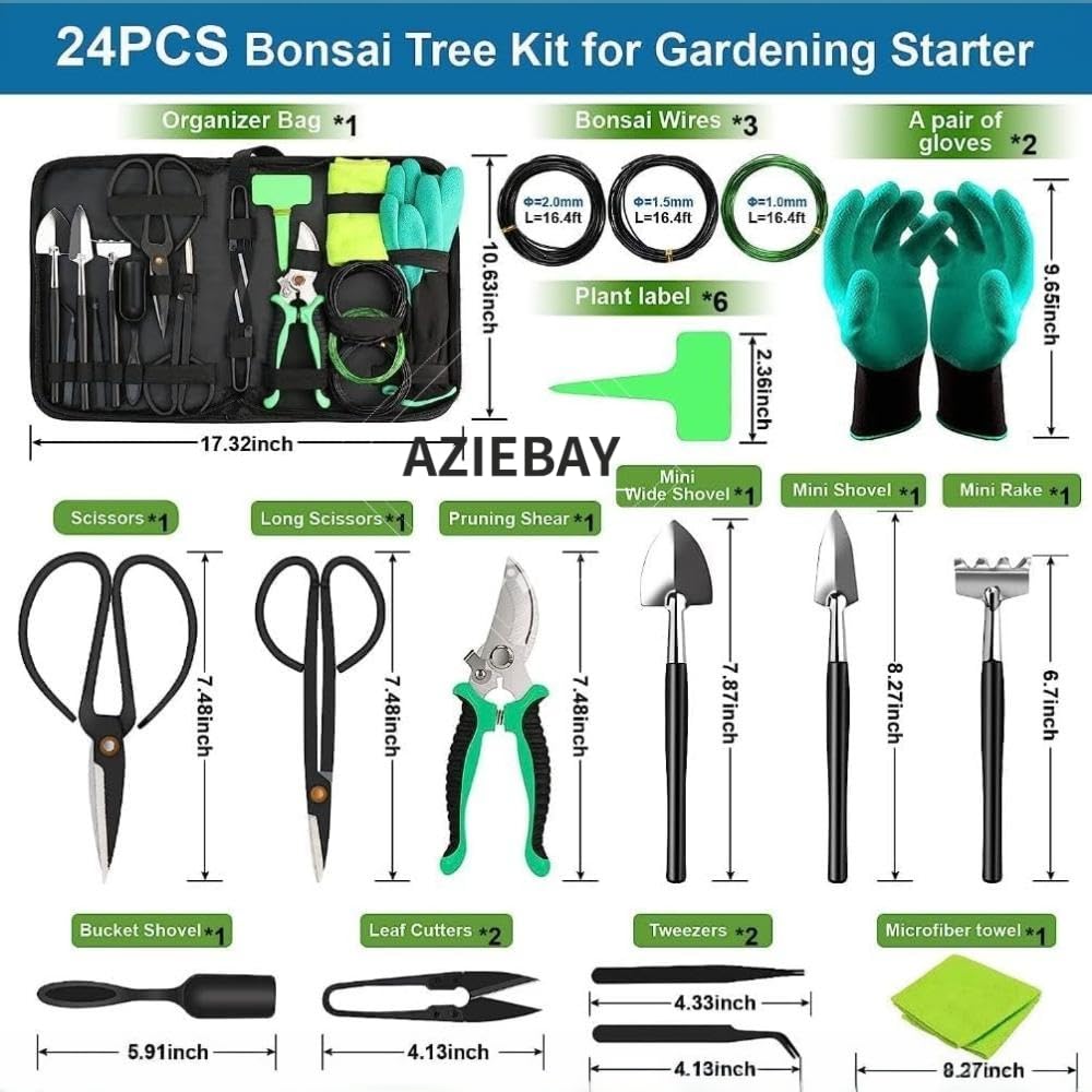 24-Piece Bonsai Trimming Tool Set with Case