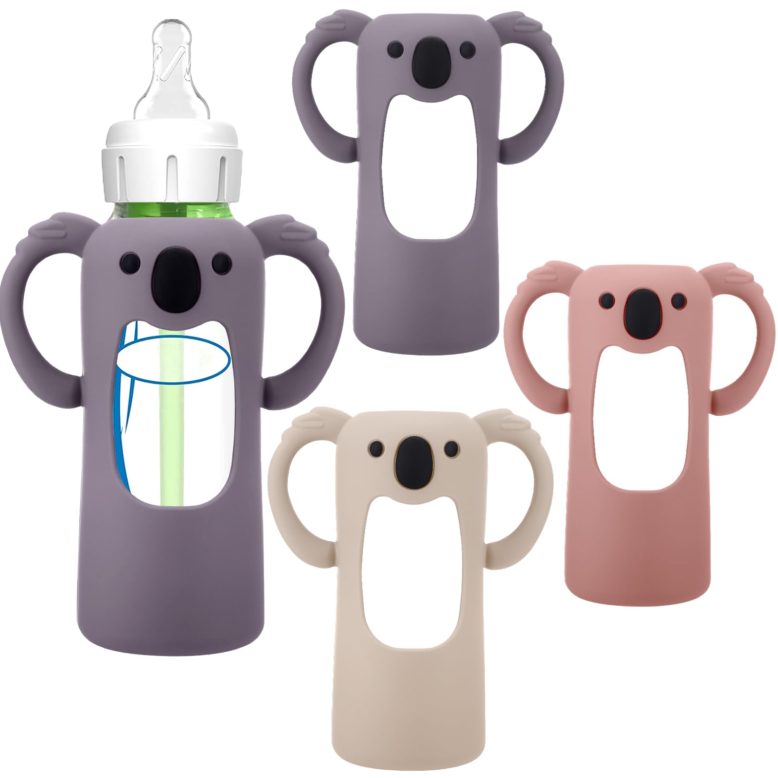 BUSOHA 3 Pack Koalas Silicone Sleeves for Dr. Brown's Glass Baby Bottles - Drop Protection Baby Bottle Sleeves Compatible with Dr Brown Newborn Glass