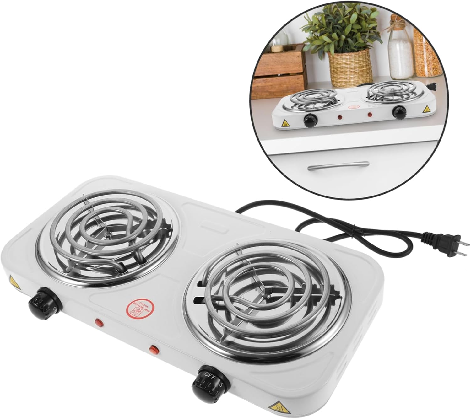 SOLUSTRE Double Burner Stove Temperature Control Countertop Cooktop for Kitchen Dorm Camping