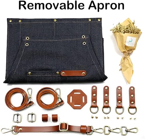 Miniatura 3 de Delantal desmontable para herramientas multiusos con bolsillos para herramientas, delantal de barbacoa ajustable, delantal de trabajo para torno de