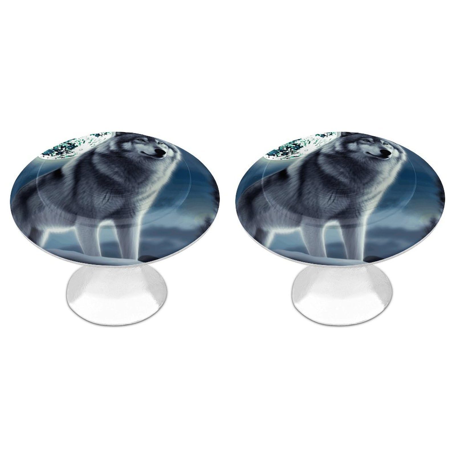 FekiLoot Wolf Under Moon Cabinet Knob Kitchen Drawer Knob Stainless Steel Round Drawer Pulls Modern Cabinet Hardware Vintage Dresser Drawer for Kitchen Bathroom Closet Dresser Cabinets