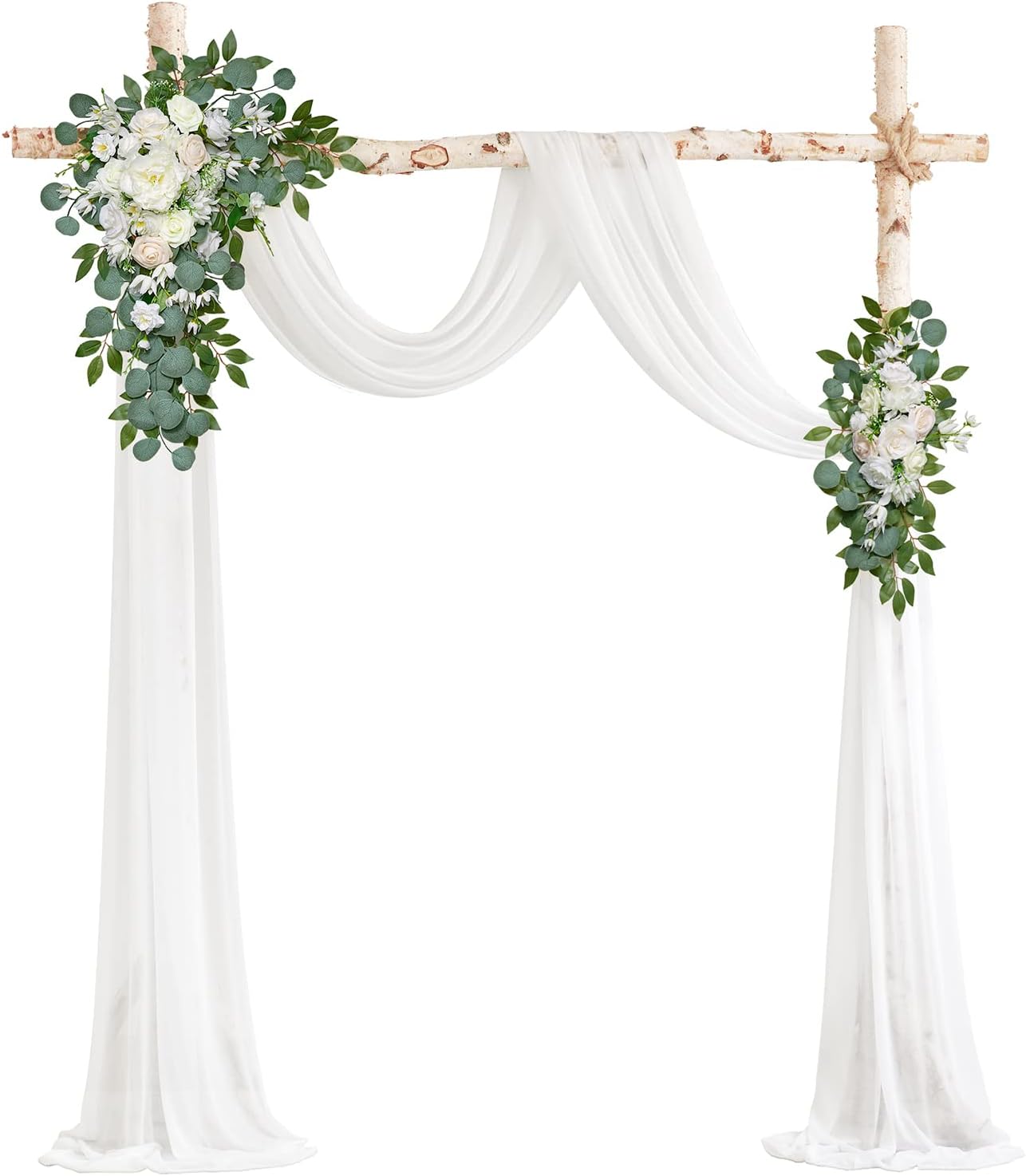 ponatia White Artificial Wedding Arch Flowers Kit (Pack of 3) with 26Ft Shiny White