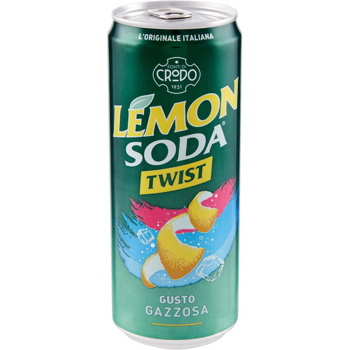 Italian Gourmet Lemonsoda Twist Gazzosa bevanda frizzante Limo, 48 x 33cl | Erfrischungsgetränk mit spritzigem Zitrusgeschmack; bibita gassata ideale, Gesamtnettogewicht 15,84 L + Kostenlos Polpa 400g