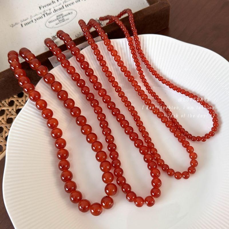 Chinese Style Red Jade Necklace, Luxurious Hetian Jade and Ruby Pendant Necklace for Women, Elegant Collarbone Chain(10MM) - Image 2
