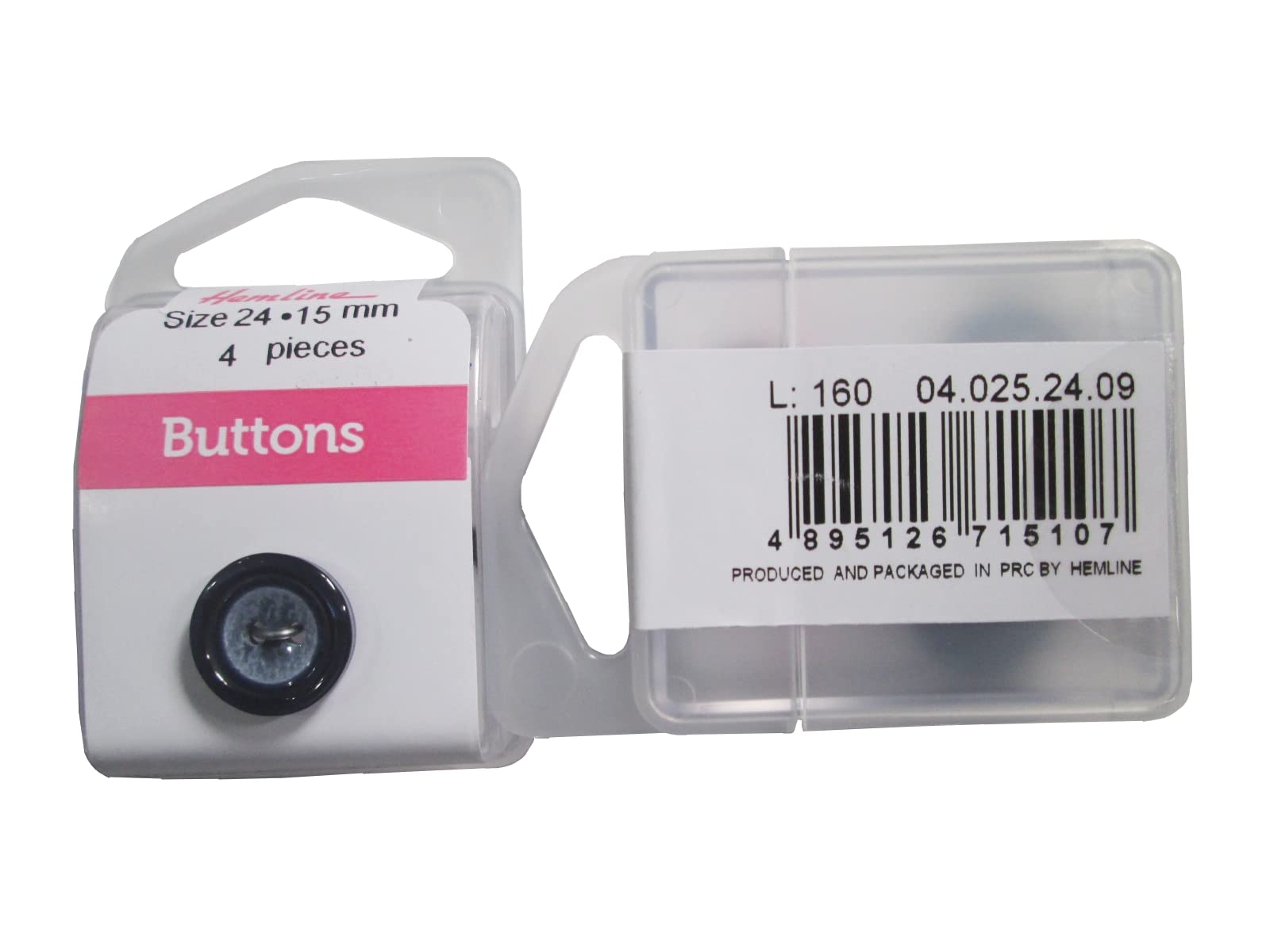 Hemline Sewing and Craft Buttons - Basic: Double Rim | Color Black - Size 15 mm | Art no. BOX/04.025.24.09