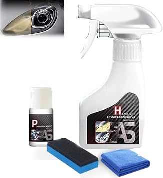 Q4 Headlight Restoration Kit,Headlight Cleaner, Automotive Headlamp Restoration Fluid,Yellowed Automotive Headlamps,Blurring Enhanced Crystalline 1set