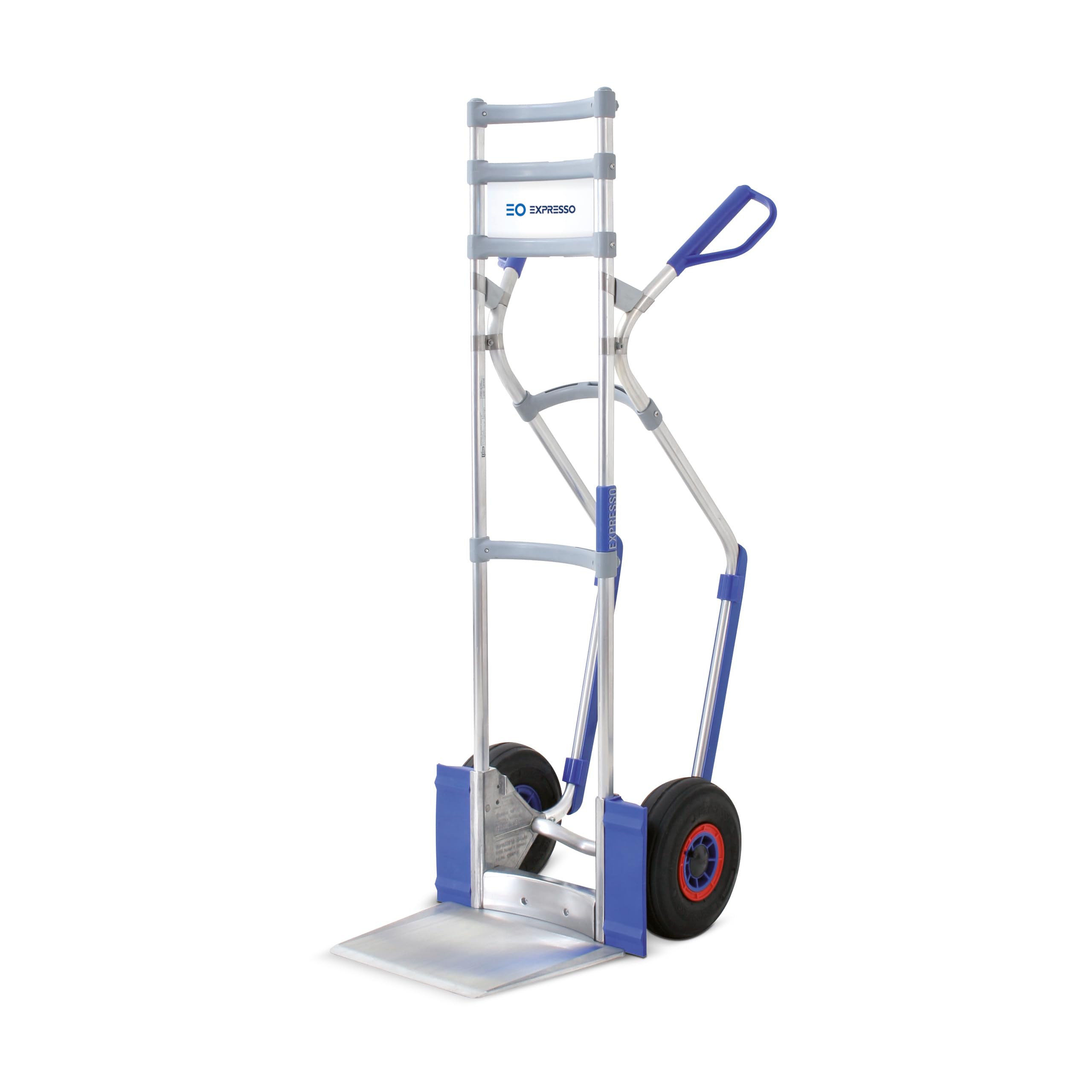 Vollmontierte EXPRESSO Alu Profi- Sackkarre für Säcke, Rollen & Kartons AE201521 / 250kg / Luftreifen, schwarz/Schaufel L 30 x B 30,5 cm