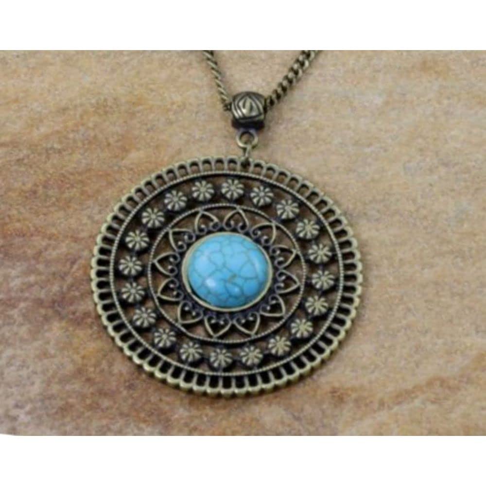 Colar mandala com pedra natural turquesa bijuterias Femininas em promoção! Veja a oferta e mais achadinhos de Bijuterias 3 Hoje é o melhor dia para comprar Colar mandala com pedra natural turquesa bijuterias Femininas com aquele preço maroto! Promoção! Aproveite a oferta! 3