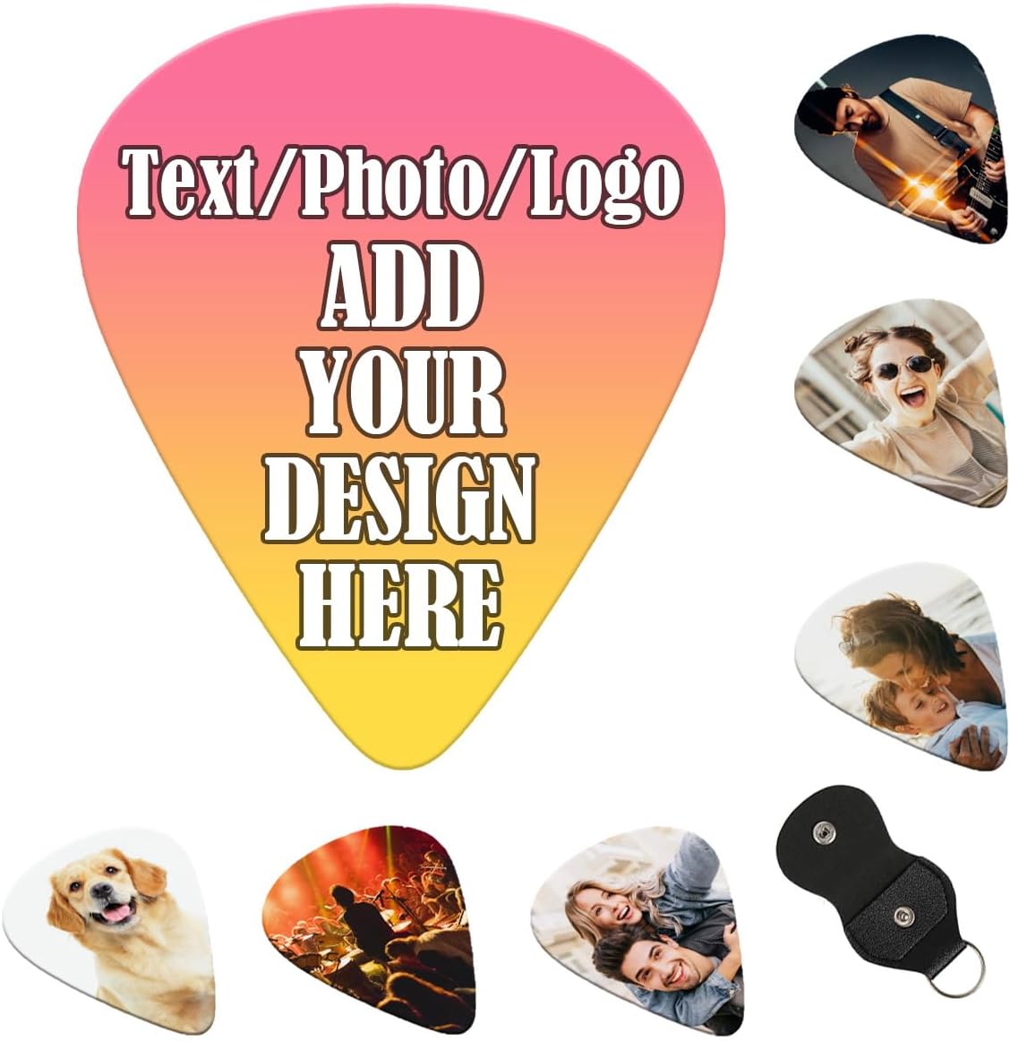 6-600 Pcs Bulk Personalized Customized Guitar Picks,Custom Double-Sided Printing Guitar Picks Set Design Photo Text Name Logo,Electric Guitar Bass Ukulele,Guitarist Gift Men Women,0.96mm Thickness