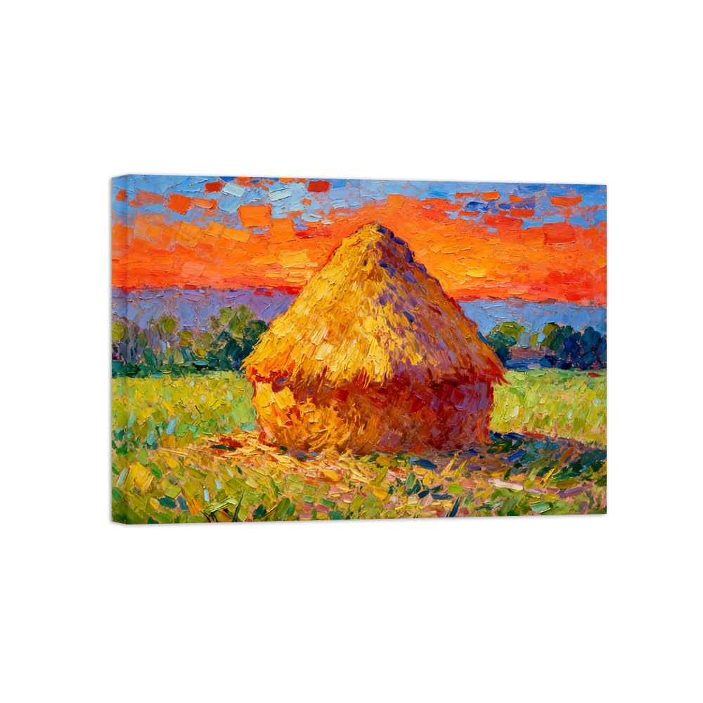Ozpwbvy Wrapped Canvas Sunset Landscape Canvas Wall Art Picture 40X55cm Framed