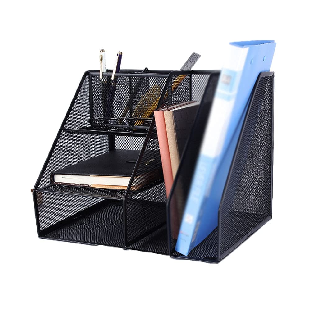 Portadocumenti cremagliera File Rack Desktop Laptop File Cartella Palette Trucco Maglia in Acciaio Steel Magazine File Sorter Documento Lettera Organize Rack per l'organizzazione e Lo stoccaggio