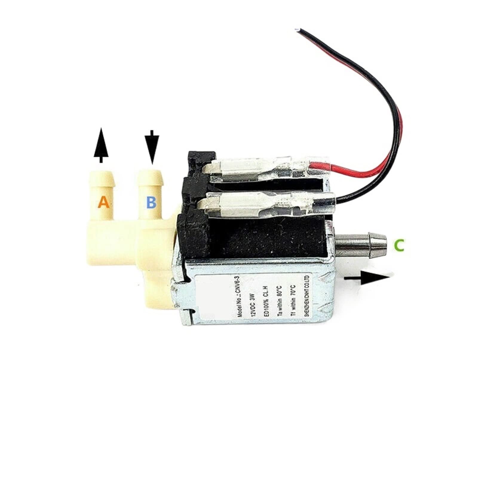 Électrovanne électrique à 3 voies, CNV6-3 DC 12V Mic2-Position, N/C, vanne de contrôle du débit d'eau à Air ouvert normalement fermée, 1 pièce Electric Valves