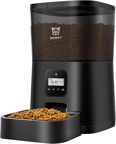 WOPET Comedero automático para gatos alimentador automático para perros de 7 L con bolsa desecante para alimentos secos control de porciones