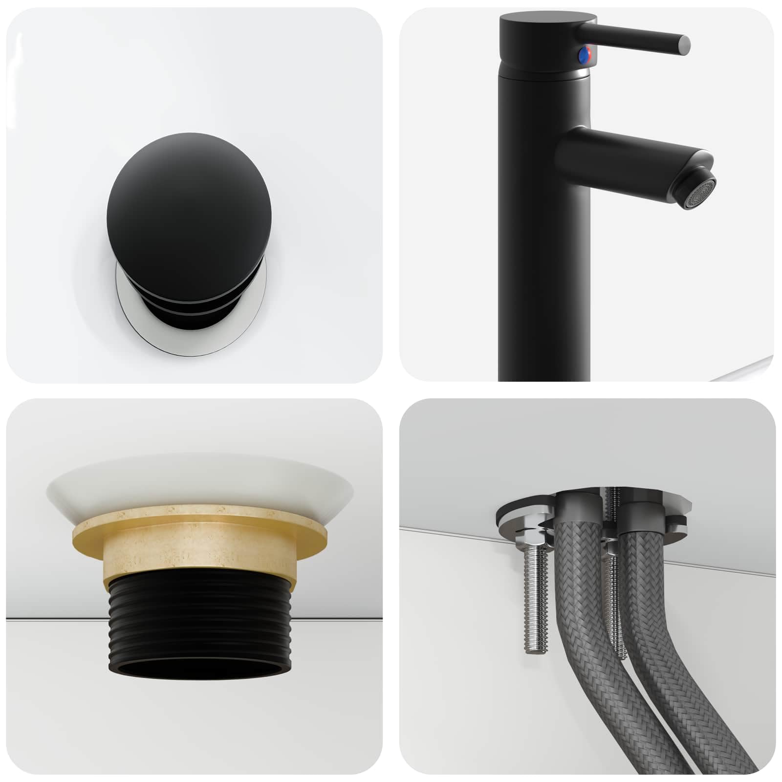 Lavabo da parete bianco in legno 40 x 41 x 39 cm con scarico rapido e fori per un facile montaggio, ideale per mobili da bagno, WC degli ospiti e ristrutturazione