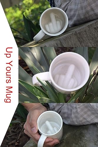 Miniatura 3 de Up Yours Mug Thumbs Up - Taza de café de cerámica con dedo medio, 14 onzas, té con leche, taza de regalo divertida para Año Nuevo, Navidad,