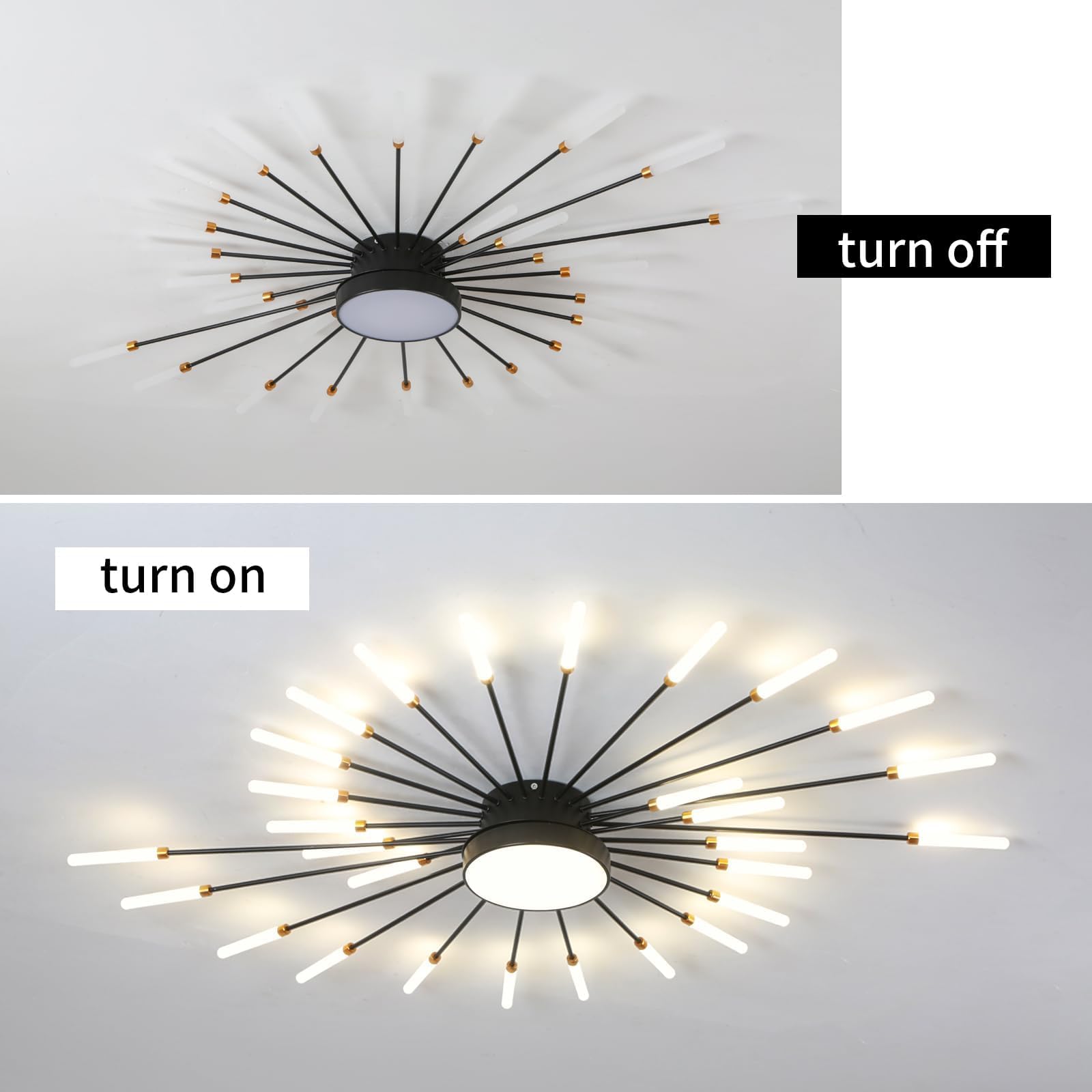 Plafonnier Led Moderne, Lustre 28+1 TêTes À Intensité Variable,Plafonniers Doré Pour Chambre À Coucher,Salon,Cuisine,Salle À Manger, Restaurant,Bureau, 3000K-6000K Avec Télécommande