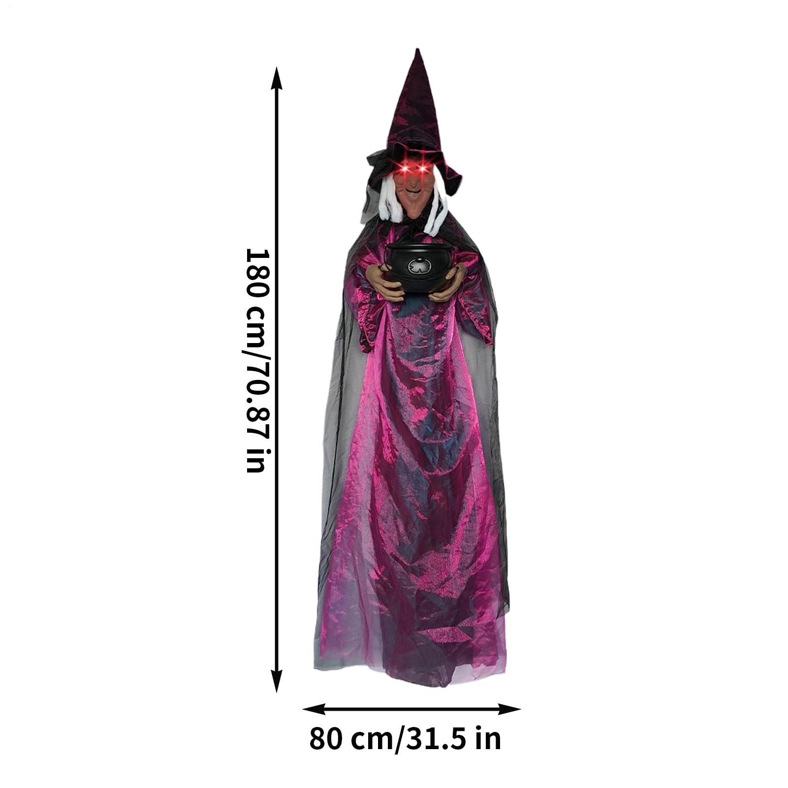 Halloween Hexe Dekoration 180 cm Außen-Spukhaus-Requisite mit Schrei- und