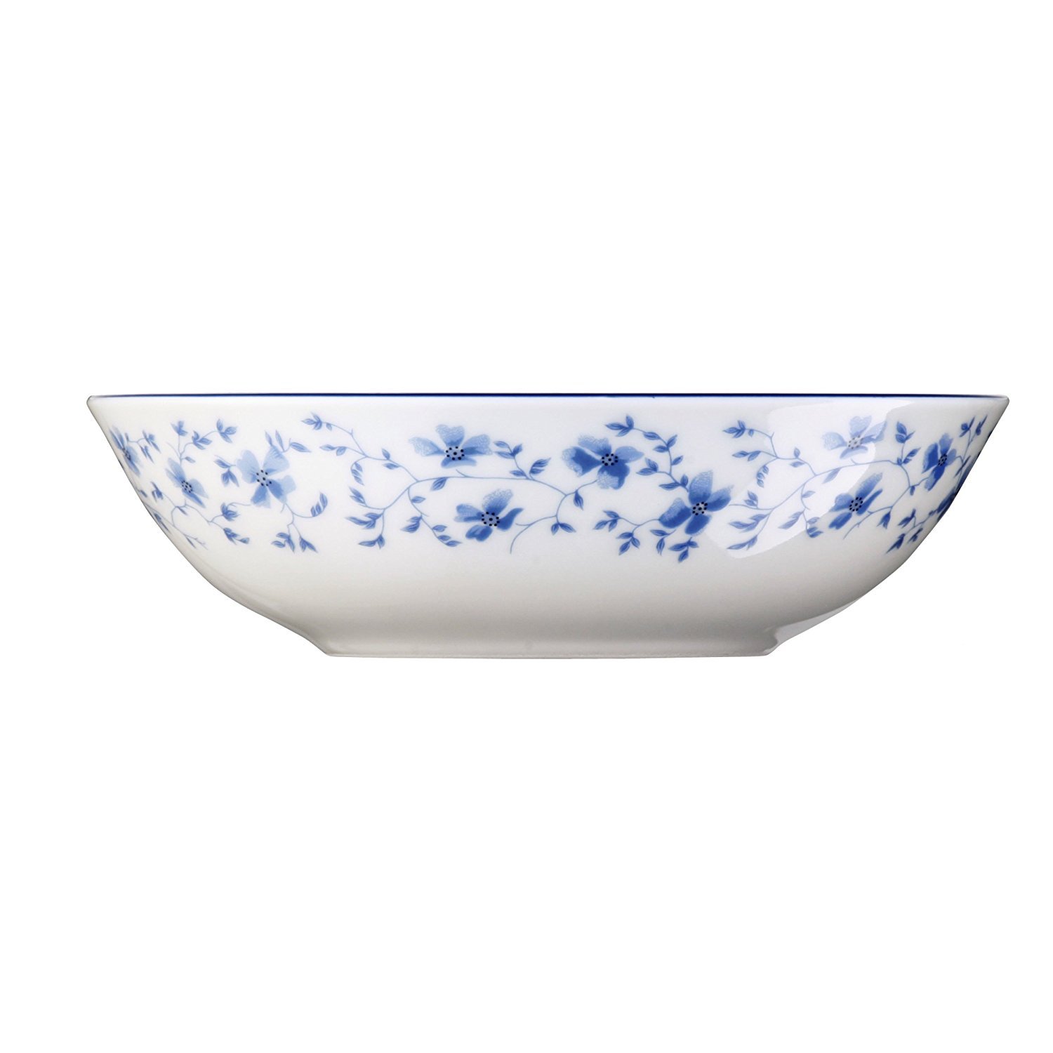 Arzberg 6 Stück Blaublüten Dessertschale 16 cm 41382-607671-10516 und 4er Set EKM Living Edelstahl Strohhalme