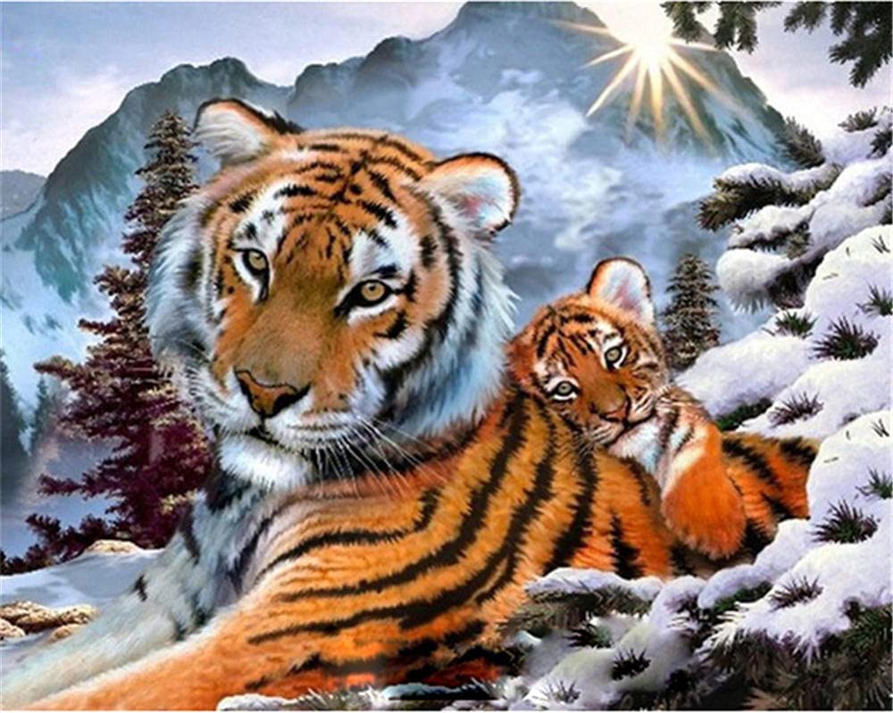 Tigre Sous L'Eau Peinture Diamant, 5D Diamond Painting Complet Tigre, Diamant Strass Point De