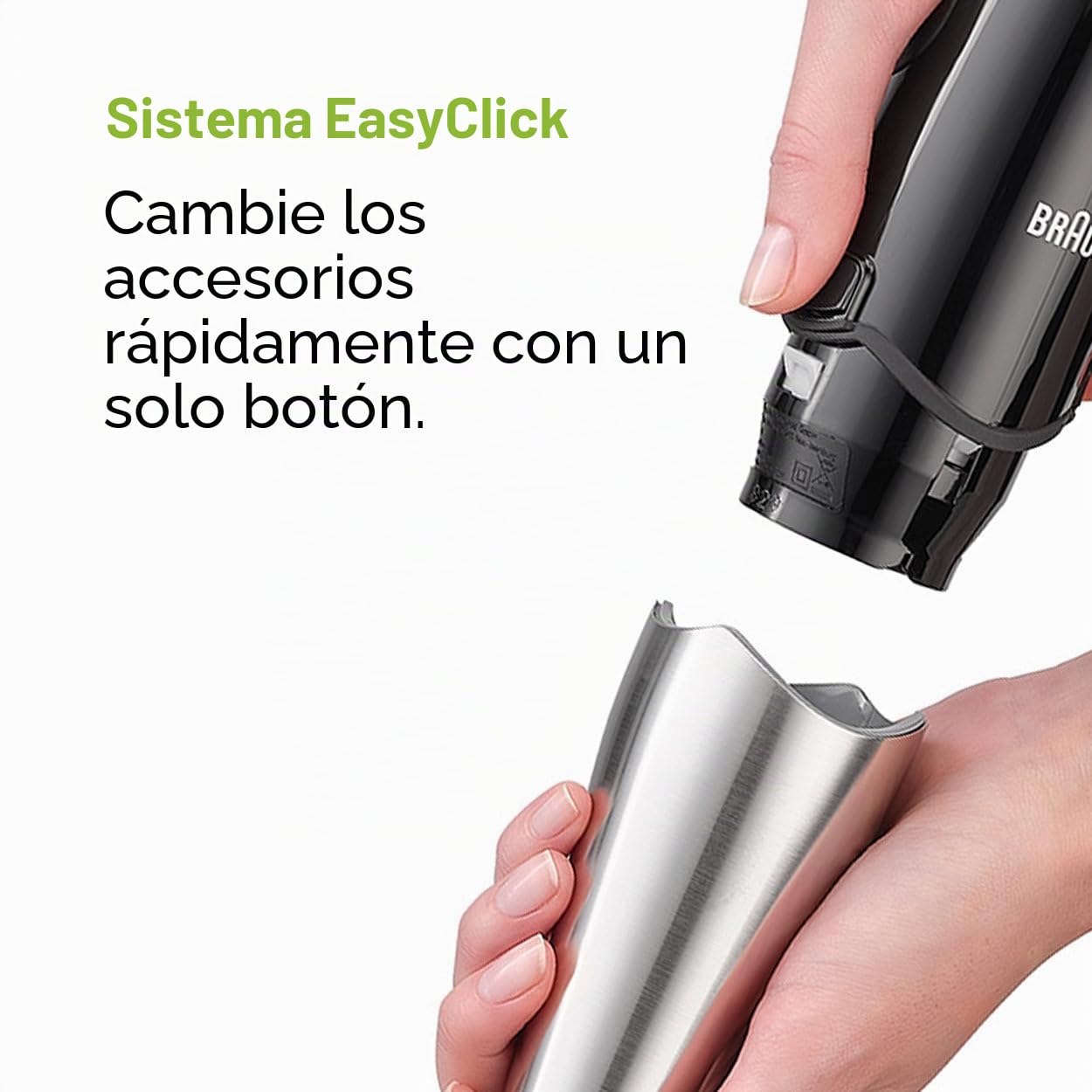 Braun Minipimer 7 MQ7075X - Batidora de Mano de 1000W, 3 Accesorios (Varillas, Procesador de Alimentos con 3 Funciones, Vaso de 600ml), Antisalpicaduras, Velocidad Automática, Tecnología Active Blade
