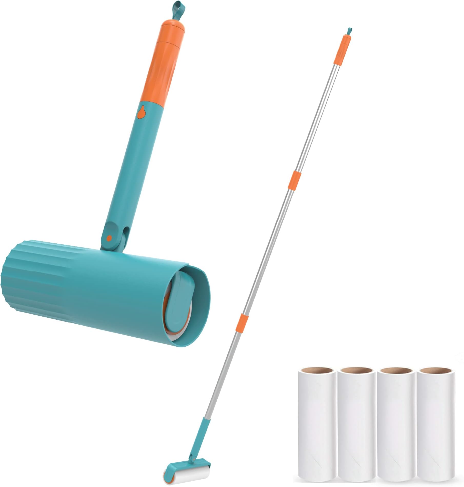Useful Co Extendable Lint Roller -Lint Roller for Pet Hair, Couch Lint Roller, Large Lint Roller, Lint Roller for Floor with Sticky Sheets, 16cm to 110cm, 1 (7.5") Lint Roller + 4 Refills (Blue)