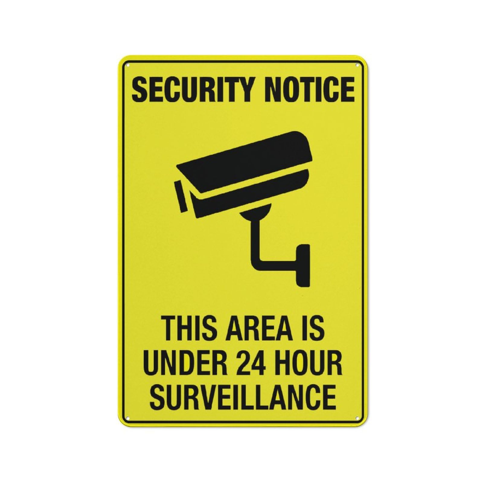 Security Notice 24-Hour Surveillance Area Sign - 12"x8" Tin Plate, Great for Yard Wall Decor