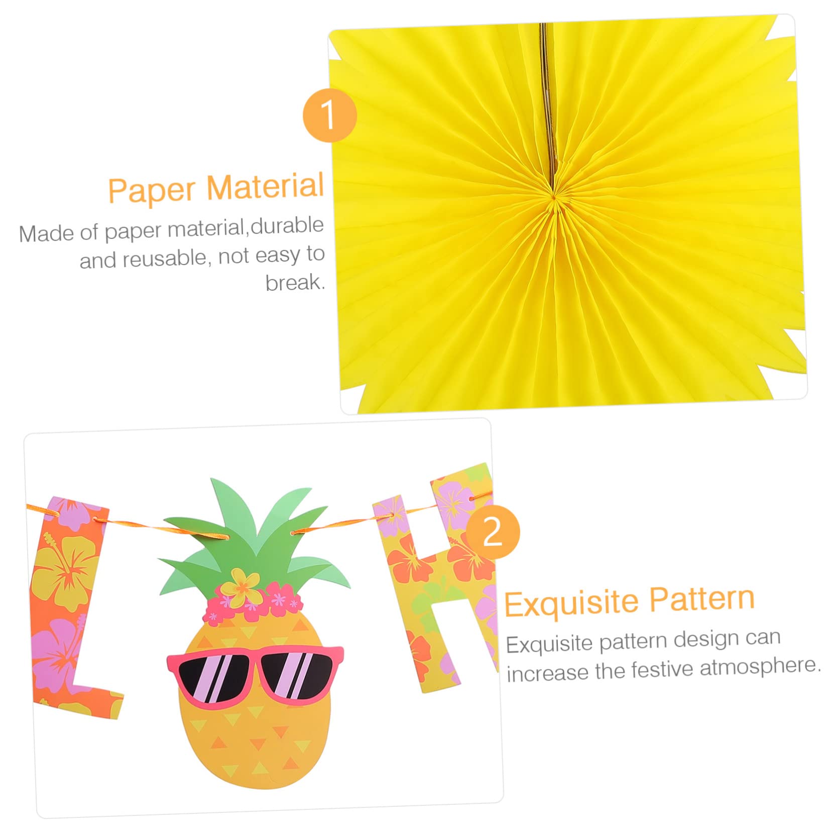 Decorazioni Tropicali Hawaii Striscione Flamingo Cocco Carta Feste Notturne