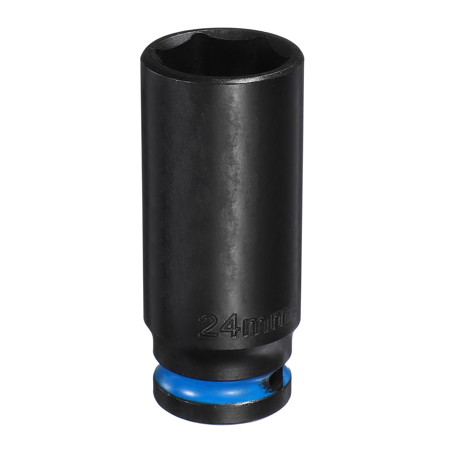 sourcing map 6 Point Deep Impact Socket 1/2" Drive 24mm Metric CR-V Steel Spindle Axle Hex Nut Bolt Sockets 3" Long for Auto Machine Repair, Dark Blue Black