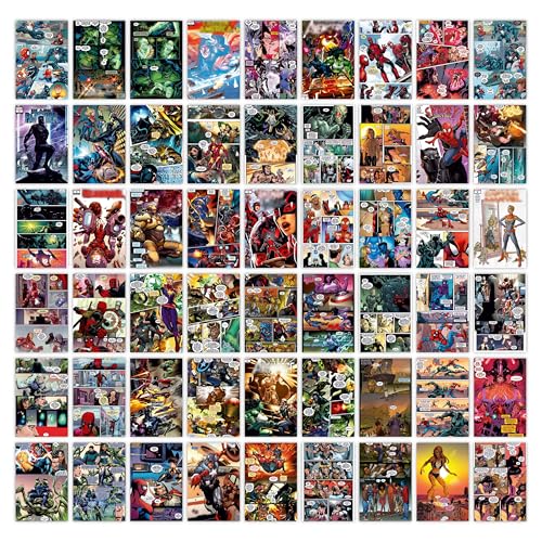 Image of CodersParadise Pack of 54 Heroes Wall Collage Kit Posters - 4 x 6 Inches Posters for Room Wall Decoration of Bedroom, Office, Living room, Dorm room - Glue Dots Included, Cardstock