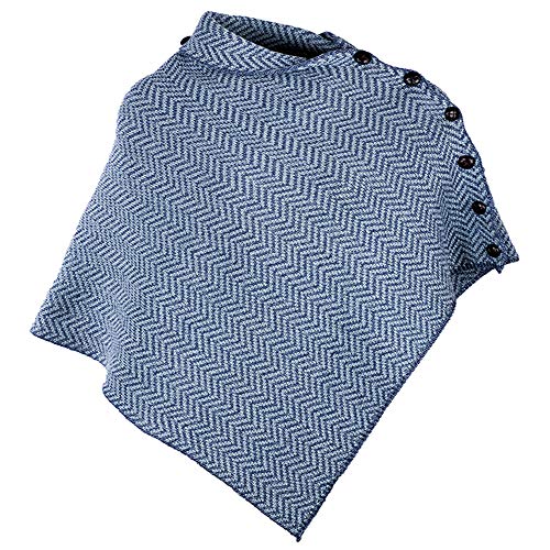 Irish Knit Poncho for Women Herringbone Merino Wool Cardigan Made in Ireland