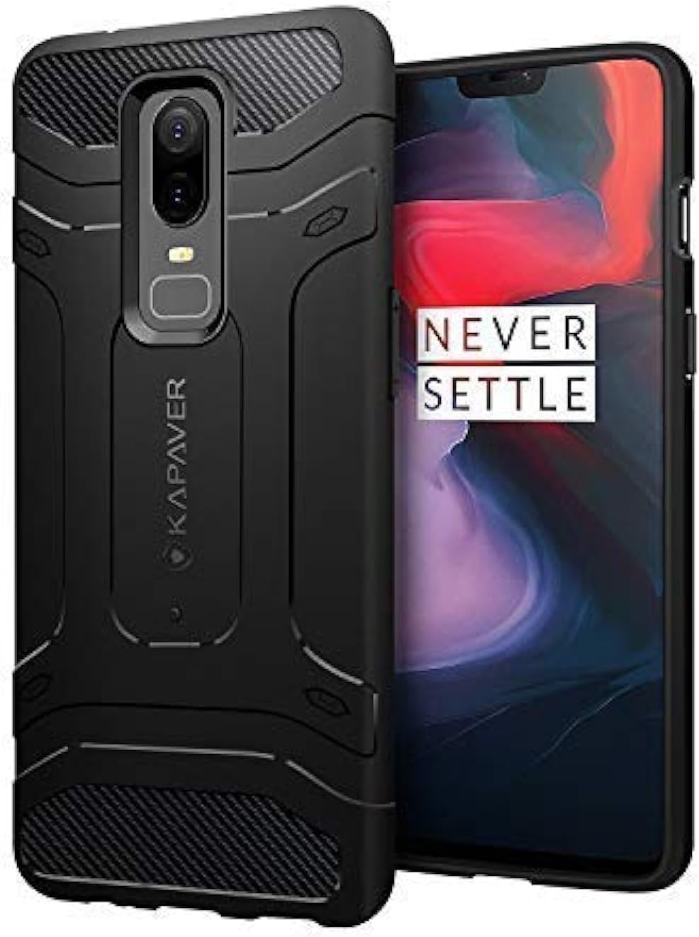 KAPAVER® Rugged Back Cover Case for OnePlus 6 (Plastic I Black I Solid)