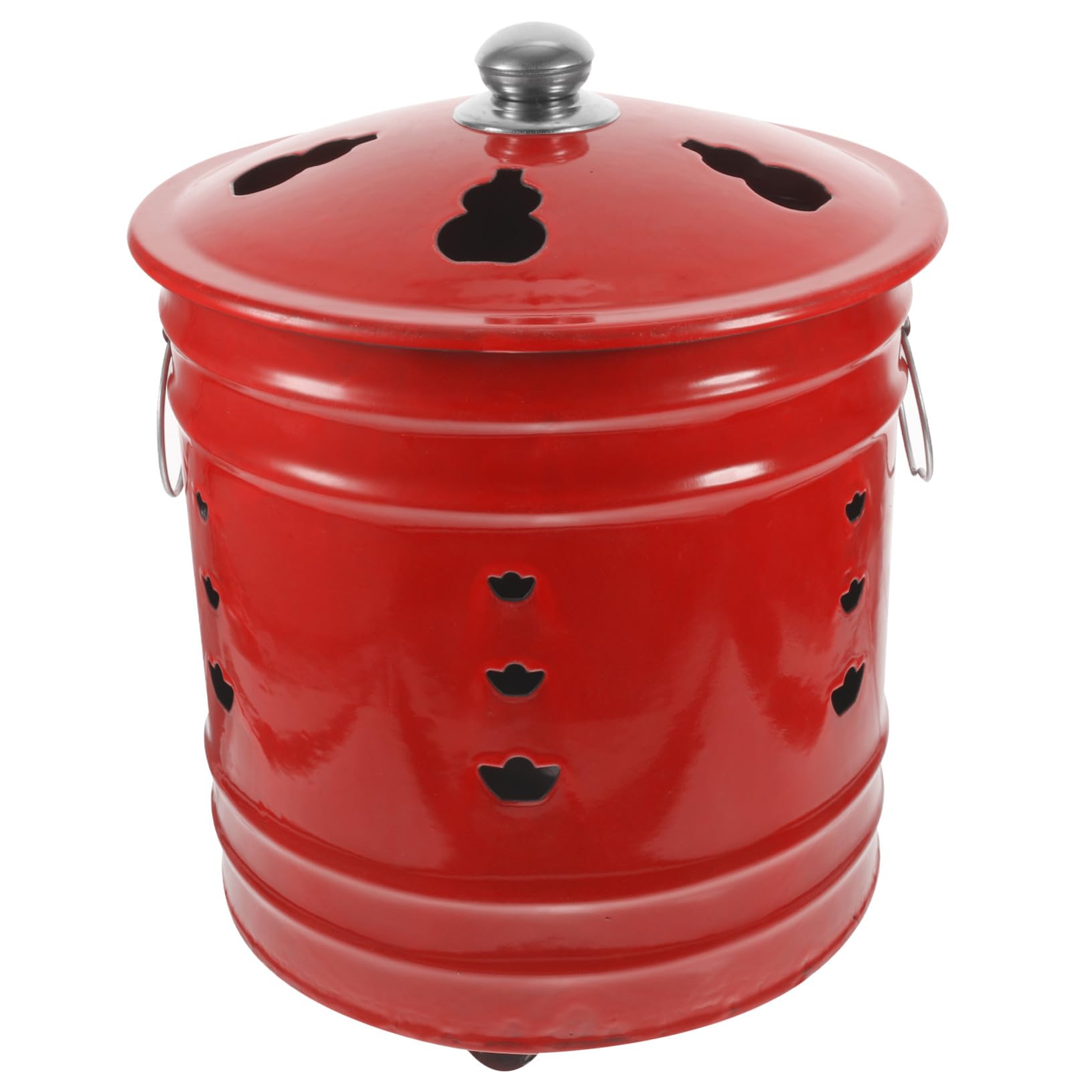 Cubo para Quemar Papel de Esmalte Rojo Duradero para Incineración | Ventilación para Mejor Combustión, Uso en Jardín y Hogar, Ayuda a Mantener Orden Estilo Aleatorio