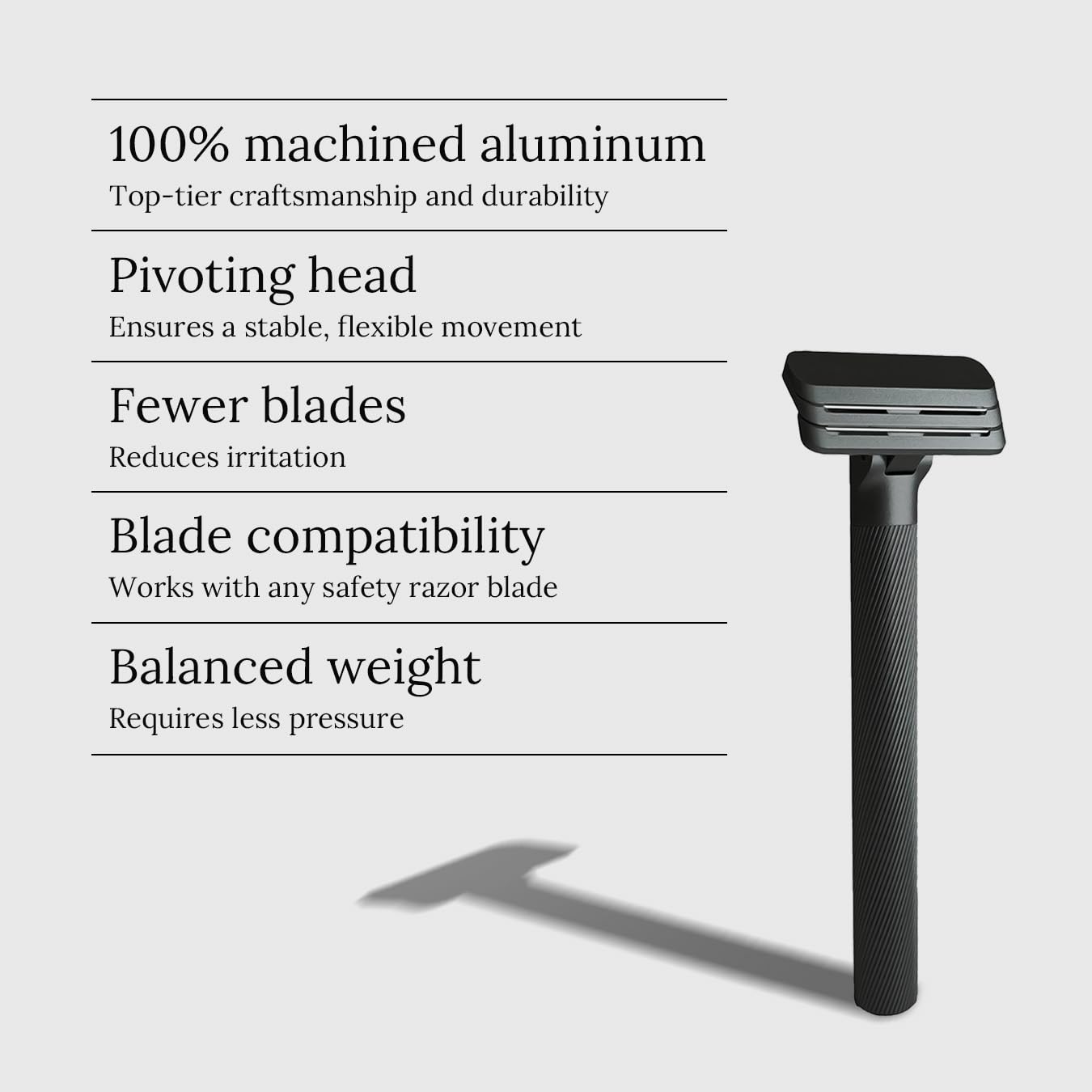 Form Razor | Rasoio di sicurezza a doppia lama in alluminio con 10 lame a bordo singolo, soluzione di rasatura ecologica ed economica per uomini e donne (nero)