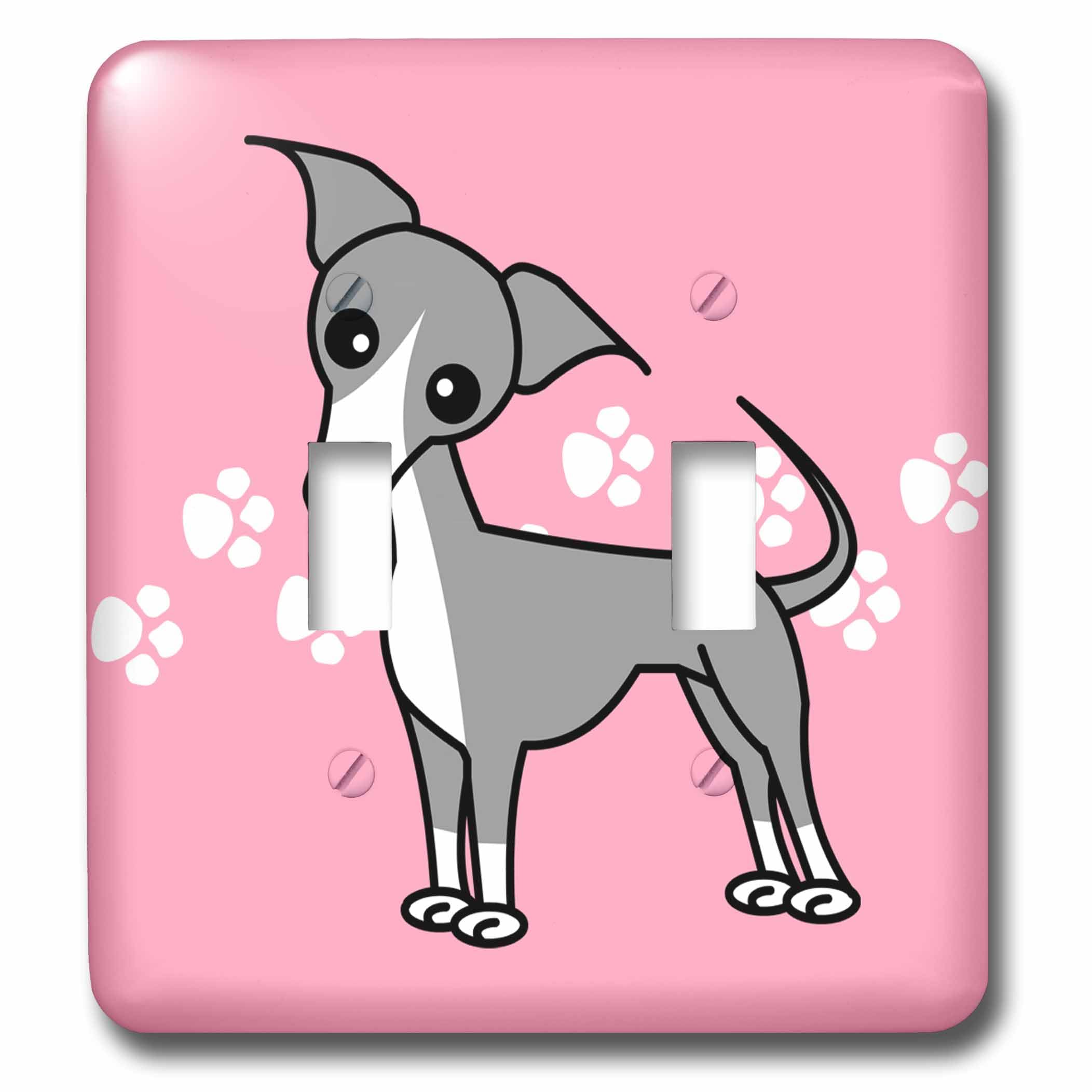 Interruptor doble de galgo italiano gris y rosa decoración para hogar de amantes caninos