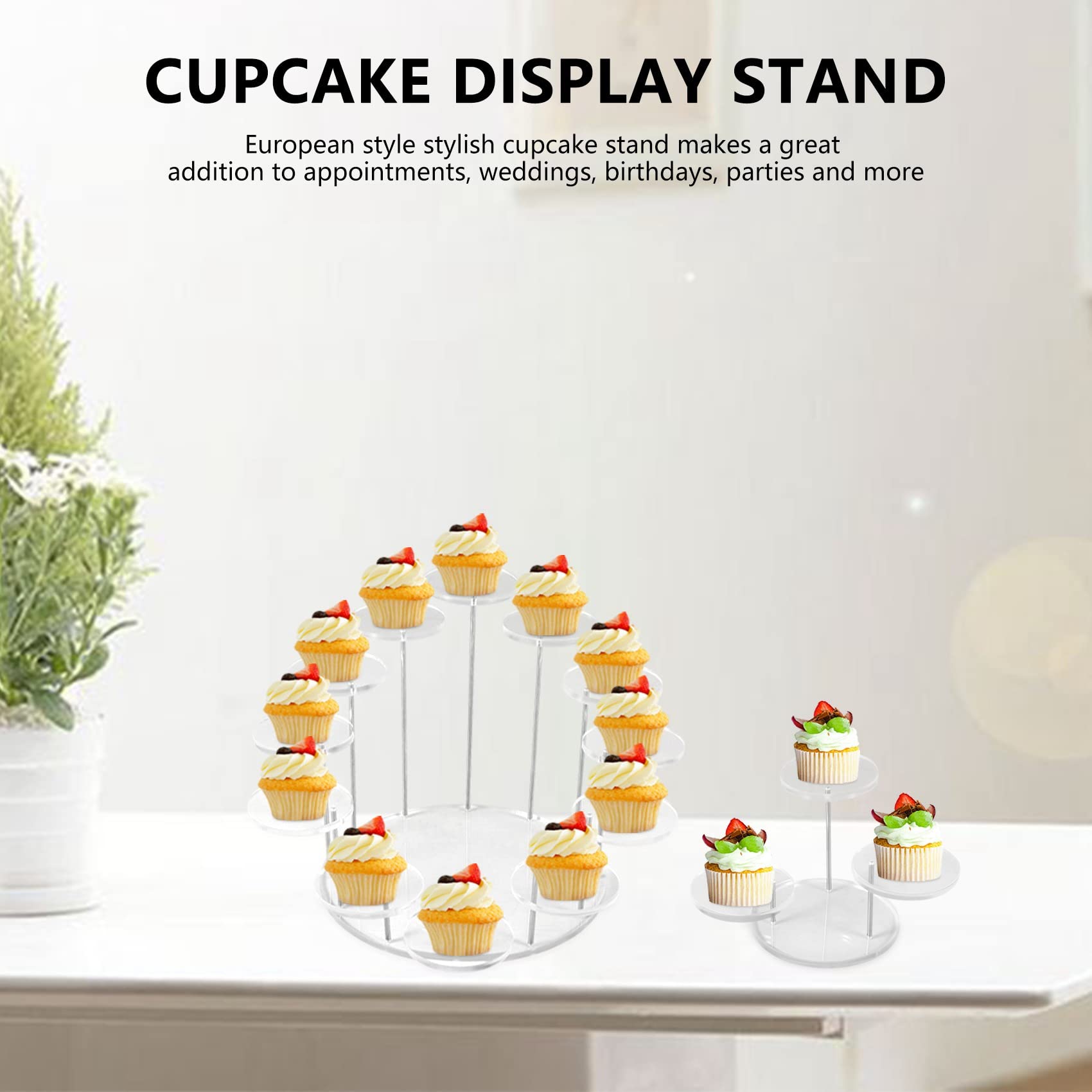 Lot de 2 présentoirs ronds en acrylique pour cupcakes - Support de qualité supérieure pour desserts et pâtisseries