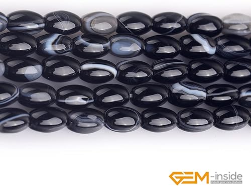 Miniatura 10 de GEM-Inside - Cuentas de ágata ovalada natural de 0.315 x 0.630in con forma de olivos de Botswana Onyx Sardonyx para hacer joyas, cuentas sueltas de