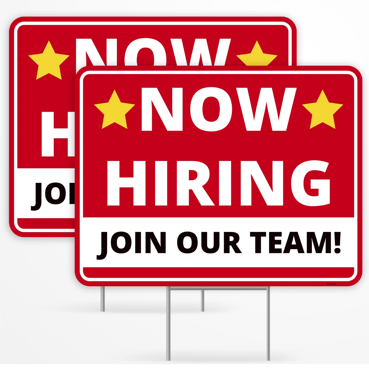 2 Pack Now Hiring Sign, 12 Inches by 8 Inches - Signs Metal Tin Sign/No frame Help Wanted Hiring Signs for Business Metal Tin Signs/Without a frame