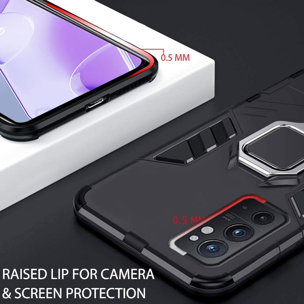 TheGiftKart Tough Armor Bumper Back Cover Case for OnePlus 9RT 5G | Ring Holder & Kickstand in-Built | 360 Degree Protection Back Case Cover for One Plus 9RT 5G (PC & TPU | Black) 1