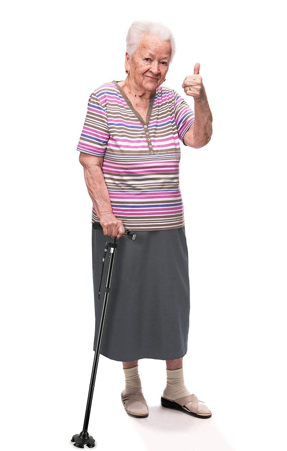 Kiyaan Aluminium Alloy Handle Dependable Professional Led Light Folding Walking Stick for Old Gentleman, Walking Sticks for Old People 2
