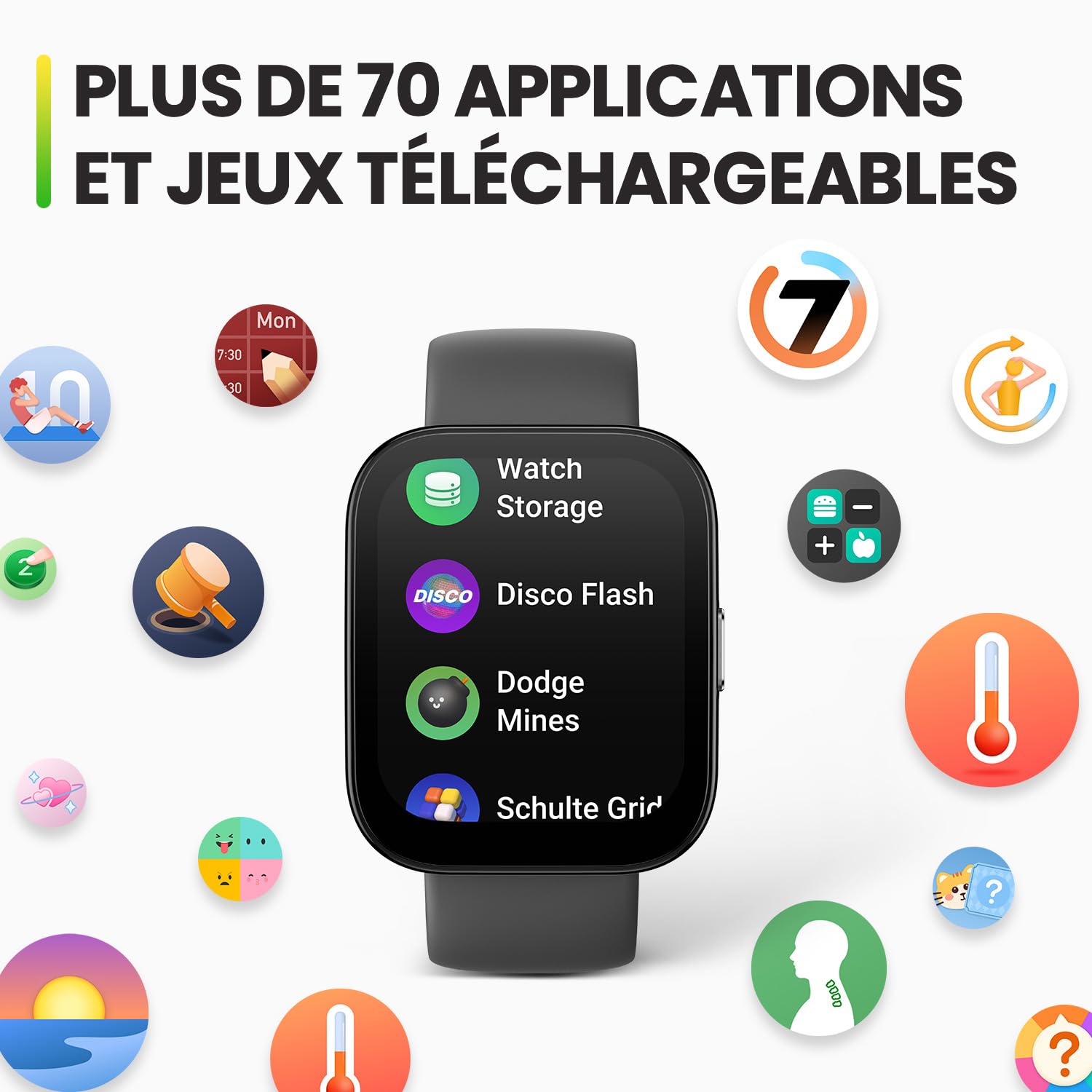 Amazfit Bip 5 Montre Connectée pour Hommes Femmes, 46 mm Grand écran, appels Bluetooth, Alexa, GPS, Batterie 10 Jours, Smartwatch pour Android et iPhone
