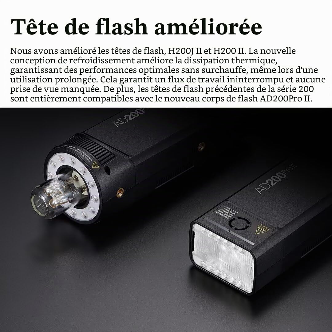 Godox AD200Pro II AD200 Pro II Appareil Photo Flash Flash 200Ws Lampe vidéo LED, TTL 2.4G, HSS 1/8000s, 500 flashs Pleine Puissance, pour la Plupart des appareils Photo (AD200 AD200Pro mis à Niveau)