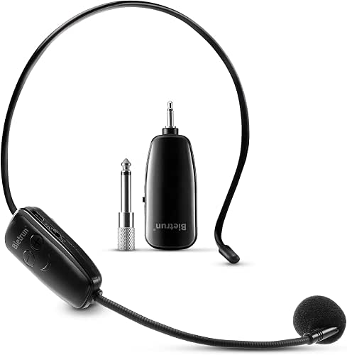 Bietrun Wireless Microphone Headset, UHF Wireless Headset Mic System, 160ft