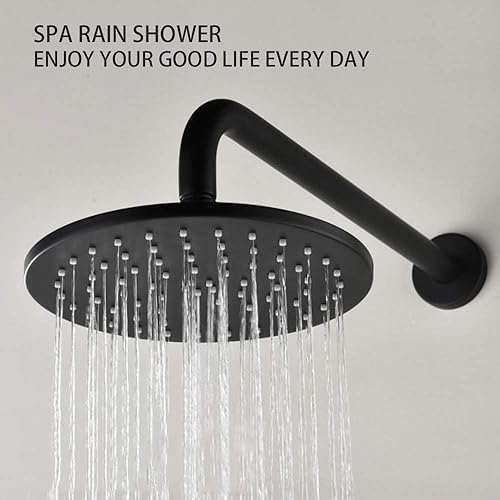 Miniatura 9 de Brazo de ducha de cuello de cisne negro mate, tubo de extensión de cabezal de ducha en forma de S, extensor de altura de ducha de 13 pulgadas para