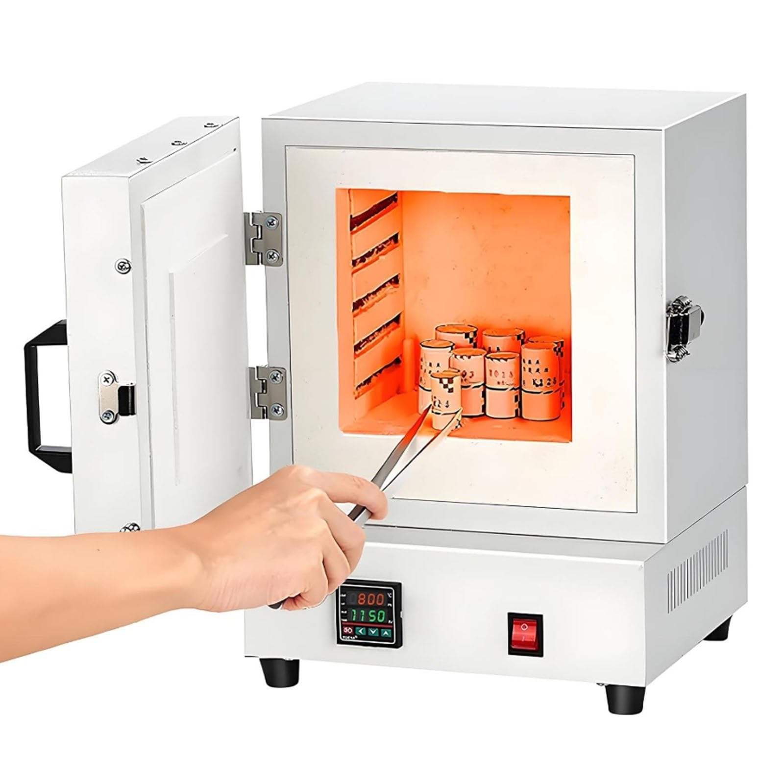 Horno de mufla eléctrico digital de 1150 ℃, horno de combustión de mesa compacto de 2000 W for uso en laboratorio, fabricación de joyas, cerámica y proyectos de fusión