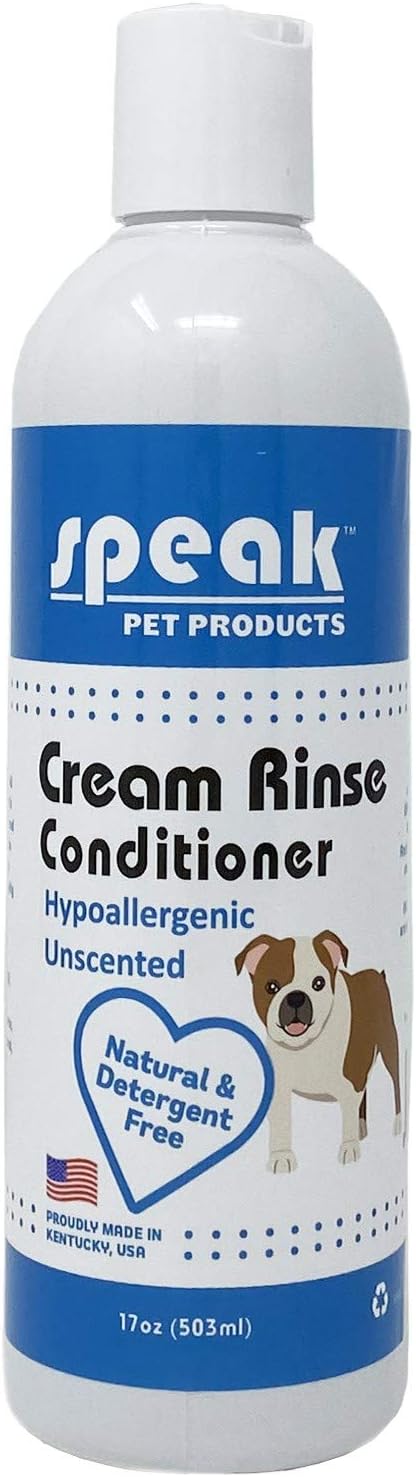Speak Pet Products Dog Natural Cream Rinse Conditioner, Hypoallergenic Unscented, 17oz