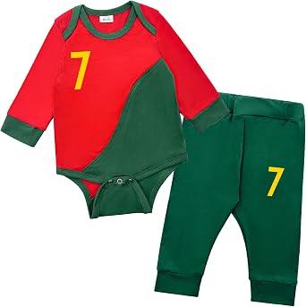 Baby Soccer Bodysuit Jersey Soccer Bodysuit Pant Set for Boys & Girls Football Tops Clothes for Fans