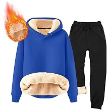 Mens Tracksuits 2 Piece Long Sleeve Fleece Pullovers Sweatsuuit Sets Athletic Jogger Pants Suit Thermal Outfits